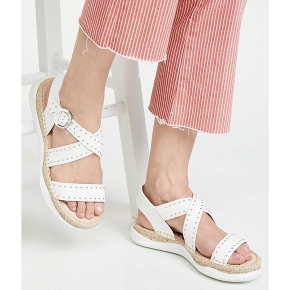 Sam Edelman Janette Sandals, White Leather and Silver, 9.5 - Picture 2 of 12